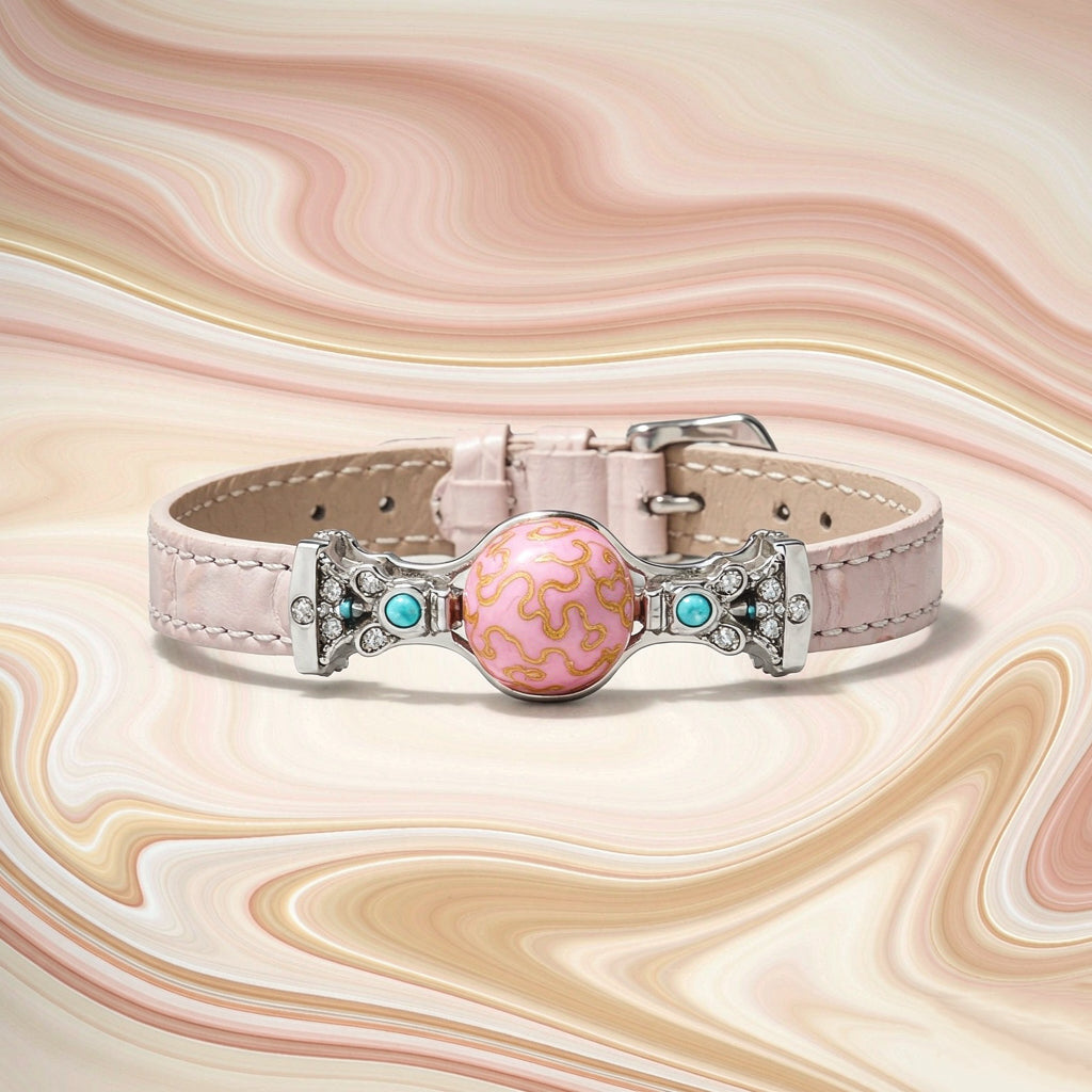 Blush Heritage Bracelet — Pink Lacquer & Vintage Silver