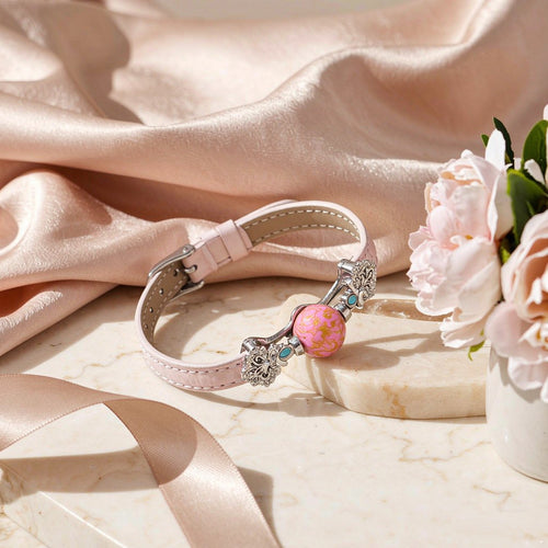Blush Heritage Bracelet — Pink Lacquer & Vintage Silver