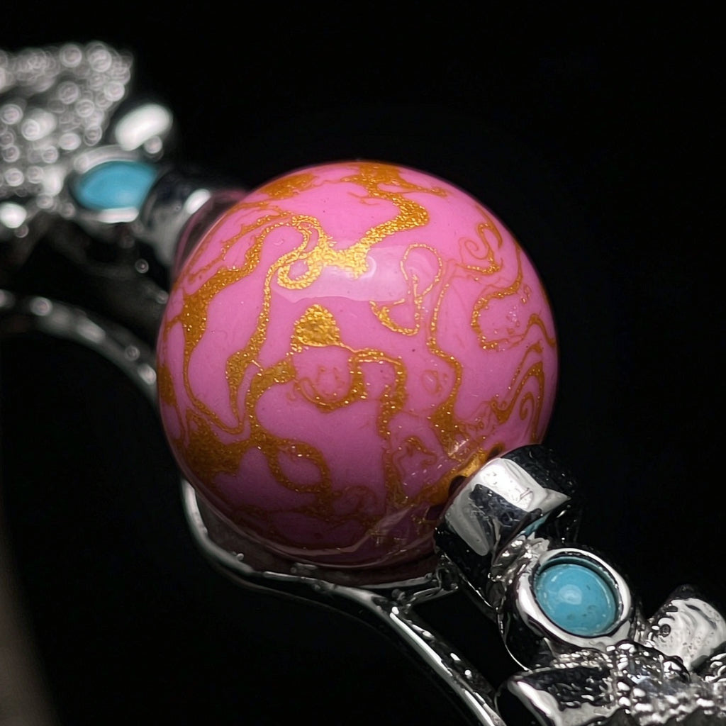 Blush Heritage Bracelet — Pink Lacquer & Vintage Silver