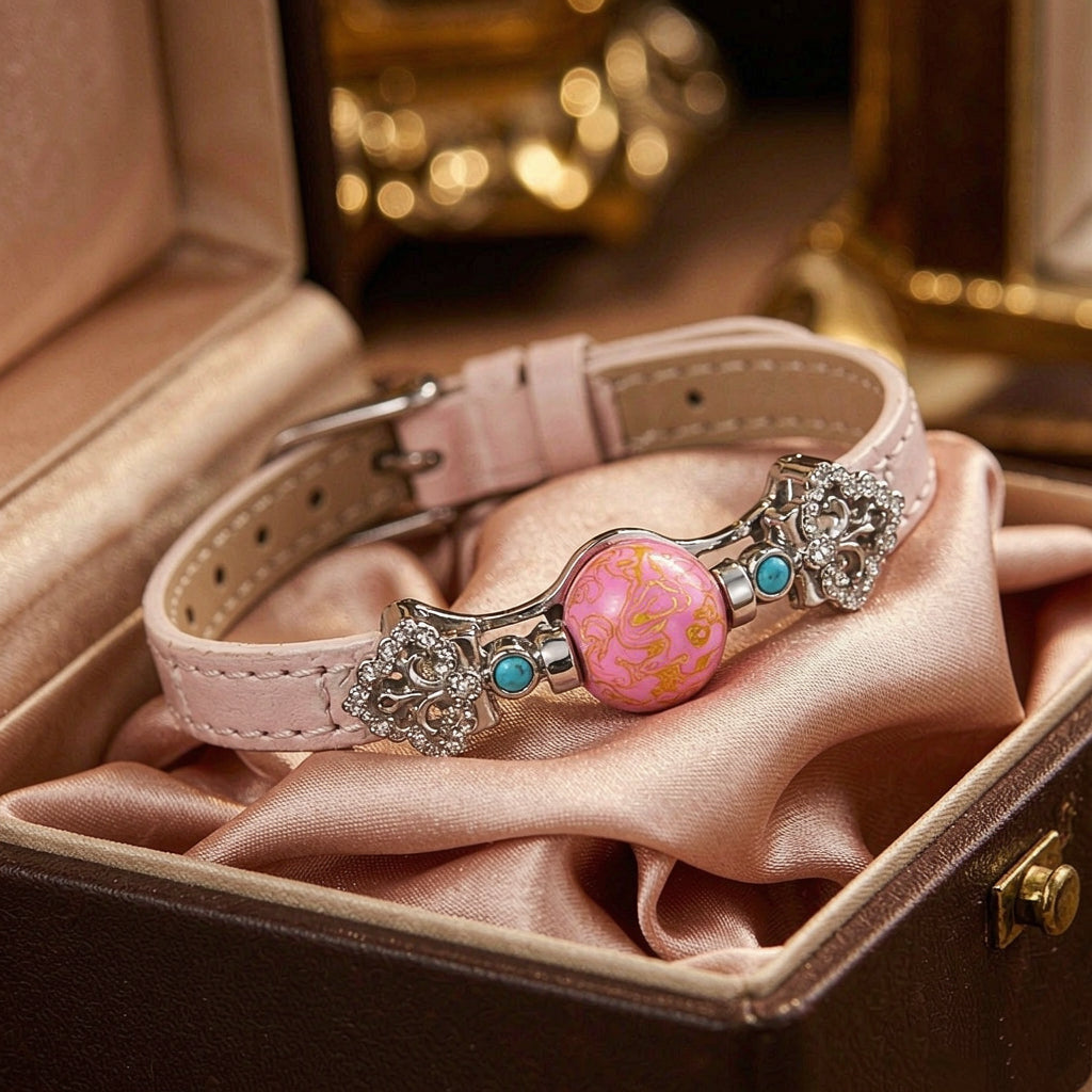 Blush Heritage Bracelet — Pink Lacquer & Vintage Silver
