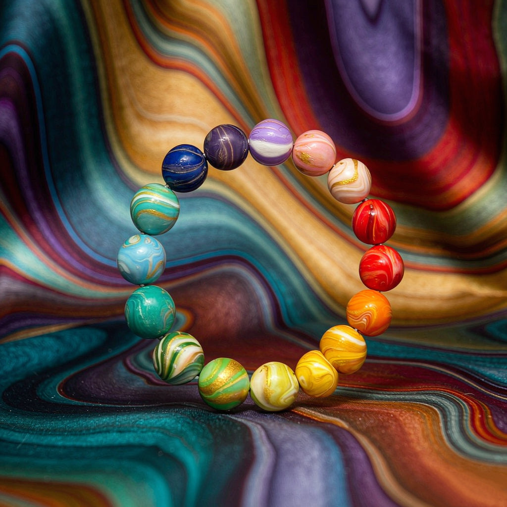 Vibrant Handcrafted Lacquer Bead Bracelet | One-of-a-Kind Colorful Art Jewelry