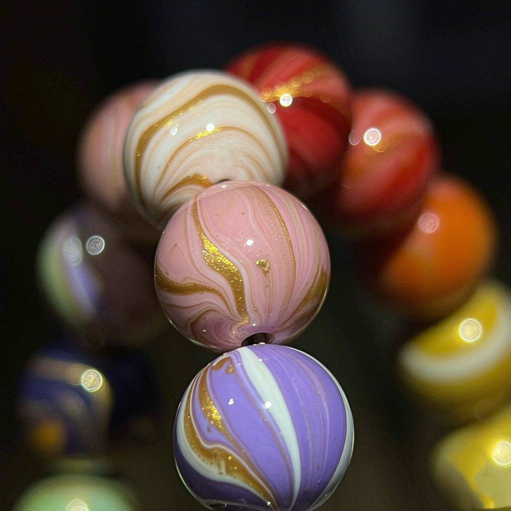 Vibrant Handcrafted Lacquer Bead Bracelet | One-of-a-Kind Colorful Art Jewelry