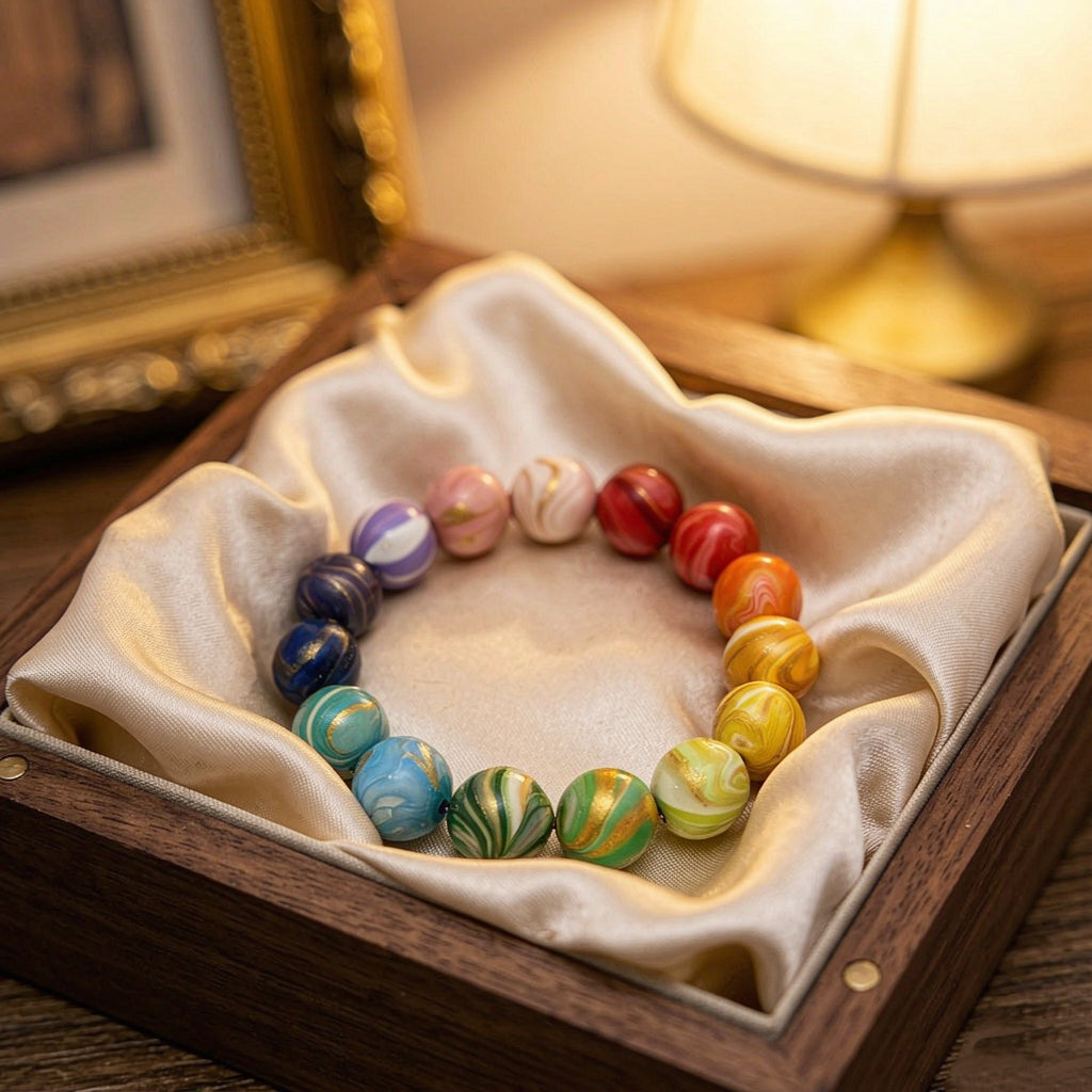 Vibrant Handcrafted Lacquer Bead Bracelet | One-of-a-Kind Colorful Art Jewelry